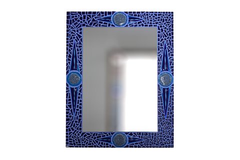 Miroir rectangulaire en mosaïque bleu