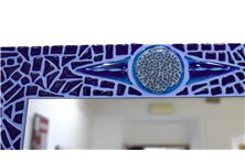 Miroir rectangulaire en mosaïque bleu