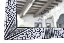 Miroir en mosaïque blanc