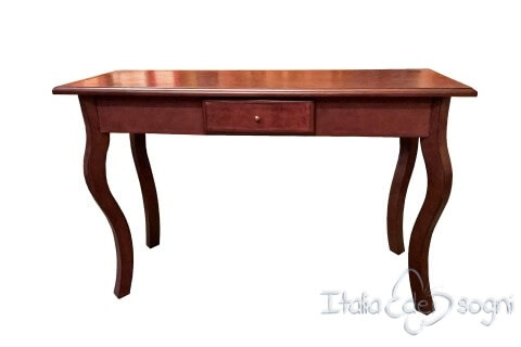 Consolle in legno massello rivestito in cuoio