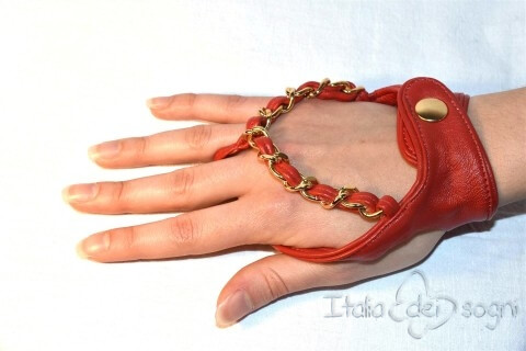 Women’s gloves "883 nero" with chain