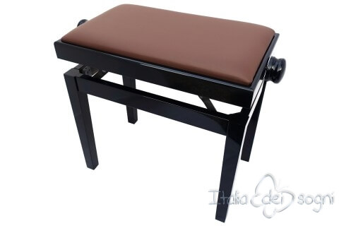 Small Bench for Piano “Rossini” - real leather brown