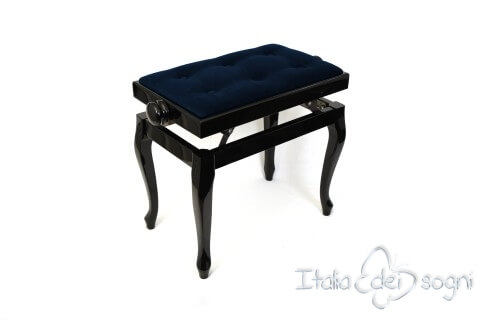 Small Bench for Piano “Vivaldi” - blue velvet