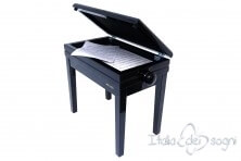 Tabouret de piano « Verdi» - veritable cuir noir