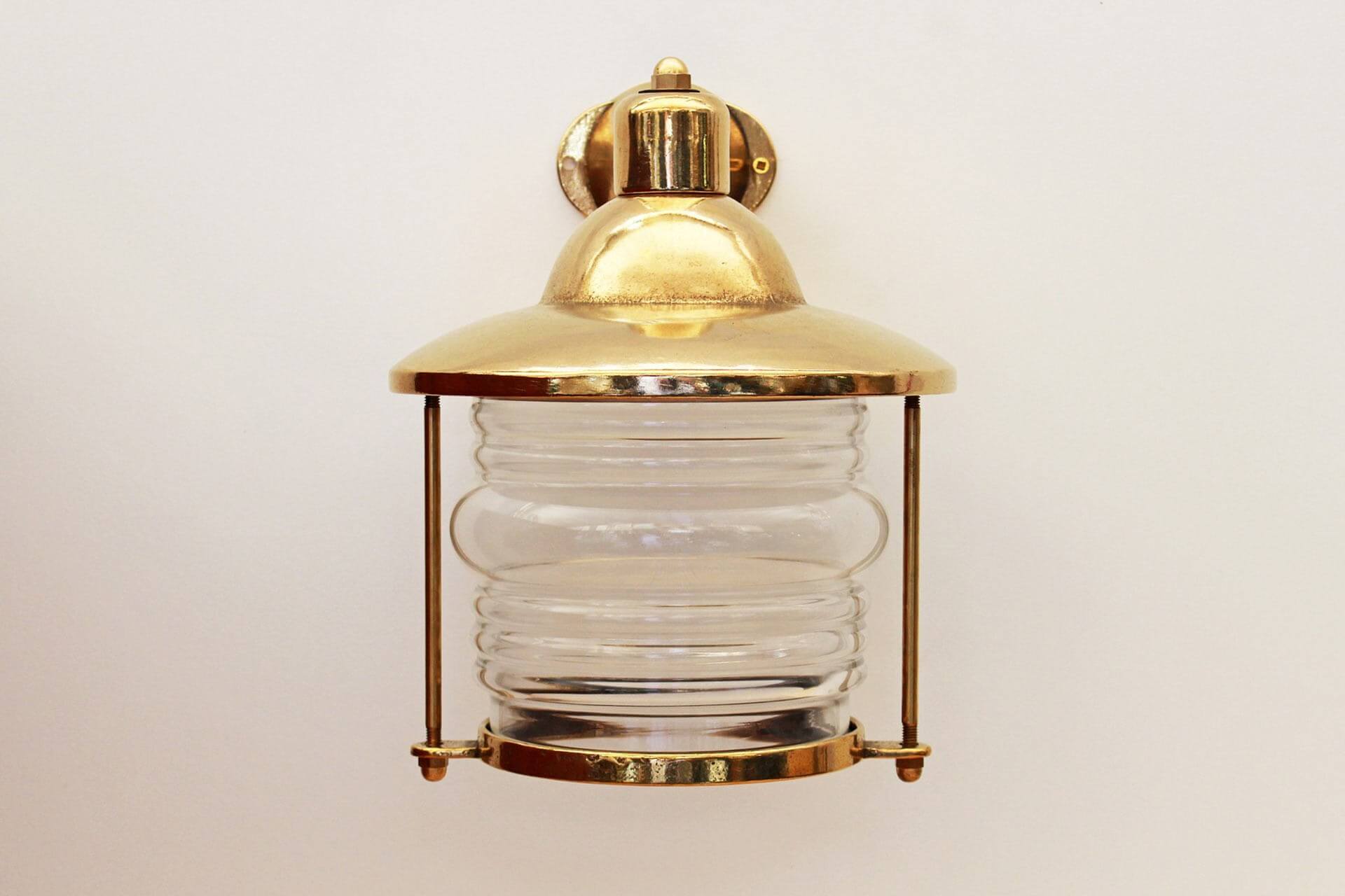Lampe Marine Laiton Style Ancien - Verre Blanc, Type Passage - Reproduction Vintage