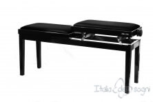 Tabouret de piano double « Mascagni» - veritable cuir noir