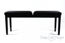 Tabouret de piano double « Mascagni» - veritable cuir noir