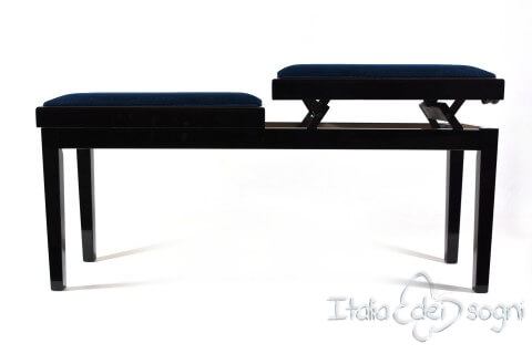Tabouret de piano double « Mascagni» - velours blue