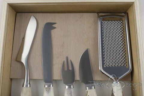 5-piece cheese knife set, deer