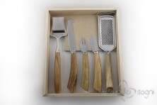 5-piece cheese knife set, olive wood