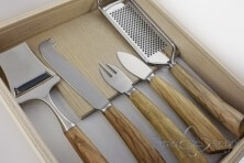 5-piece cheese knife set, olive wood