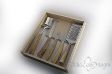 5-piece cheese knife set, olive wood