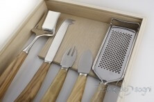 5-piece cheese knife set, olive wood