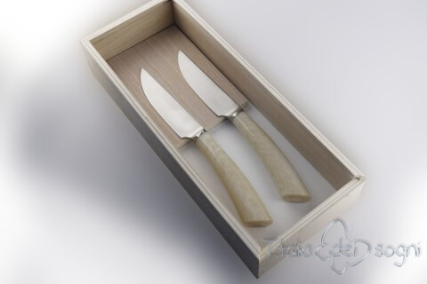 2 piece ivory Rustic steak knives