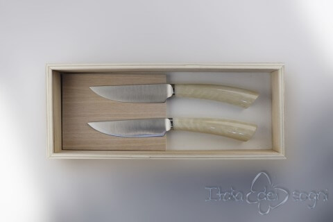 2 piece ivory Rustic steak knives
