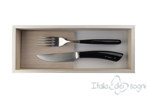 pair of Rustic cutlery, black resin