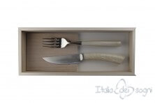 pair of Rustic cutlery, ivory resin