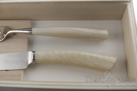 pair of Rustic cutlery, ivory resin
