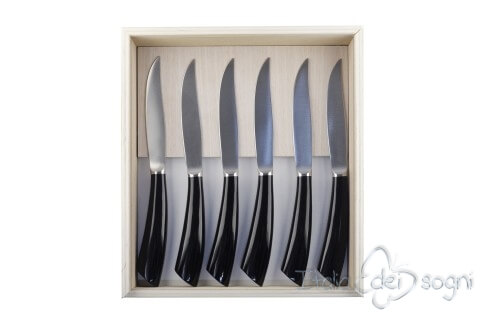 6 coltelli bistecca nobile nero
