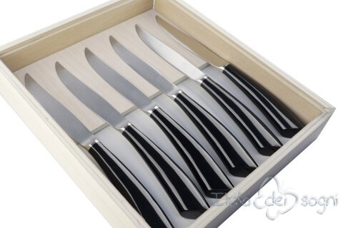 6 couteaux à steak nobile noire