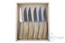 6 piece Rustic steak knives, olive wood