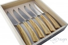 6 piece Rustic steak knives, olive wood