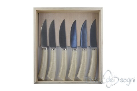 6 piece Rustic steak knives, ivory resin