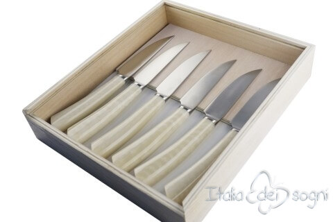 6 coltelli bistecca rustico avorio