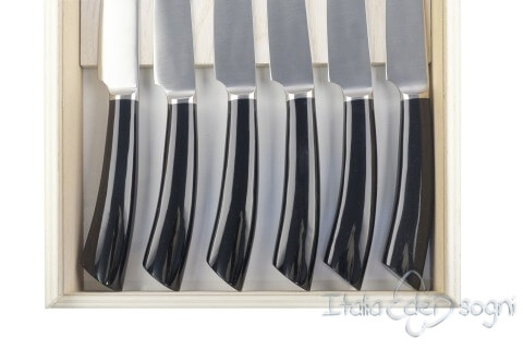 6 coltelli bistecca rustico nero