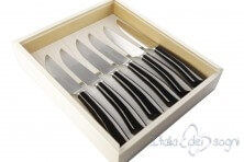 6 piece Rustic steak knives, black resin