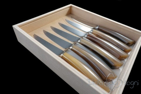 6 piece Rustic steak knives, ox
