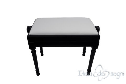 Small Bench for Piano "Bellini" - Real Leather White
