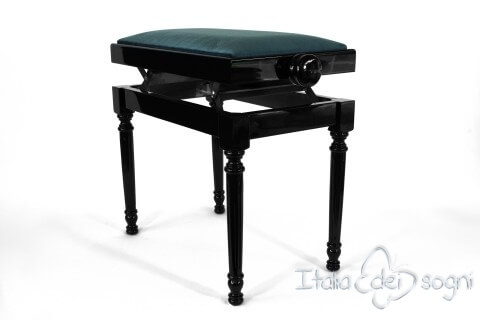 Small Bench for Piano "Bellini" - Light Blue Velvet