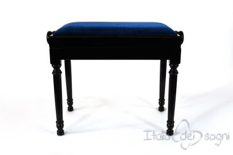 Small Bench for Piano "Bellini" - Blue Velvet