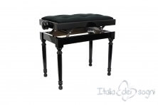 Small Bench for Piano "Bellini" - Black Velvet with Buttons