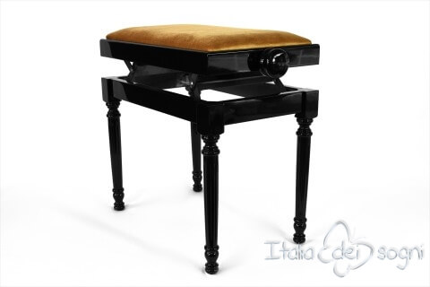 Small Bench for Piano "Bellini" - Hazelnut Velvet