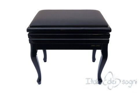Small Bench for Piano "Toscanini" - Real Leather Black