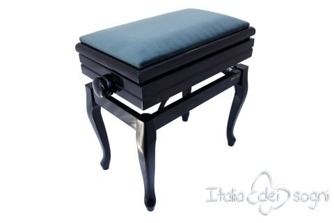 Small Bench for Piano "Toscanini" - Light Blue Velvet