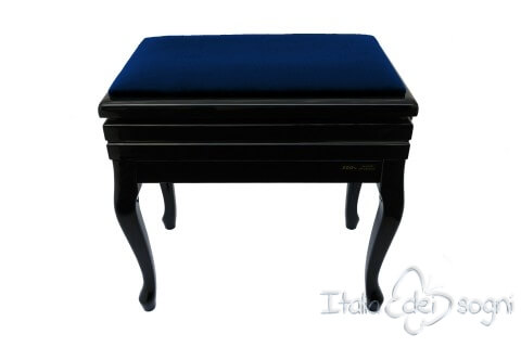 Small Bench for Piano "Toscanini" - Blue Velvet