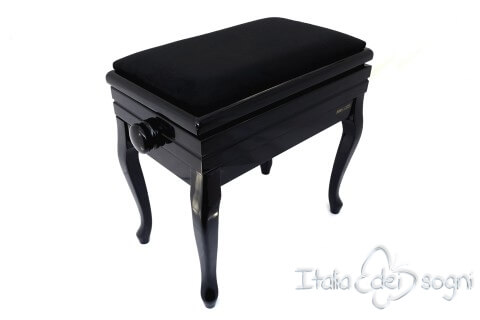 Small Bench for Piano "Toscanini" - Black Velvet