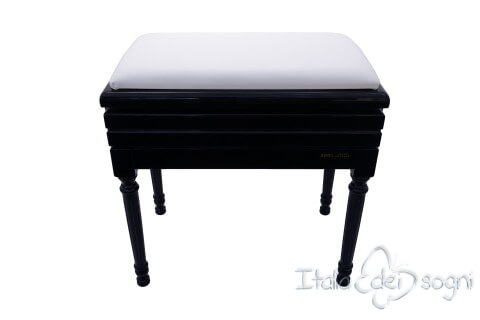 Small Bench for Piano "Carulli" - Real Leather White