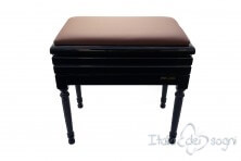 Small Bench for Piano "Carulli" - Real Leather Brown