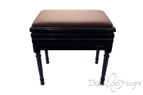 Small Bench for Piano "Carulli" - Real Leather Brown