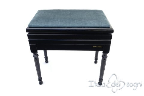 Small Bench for Piano "Carulli" - Light Blue Velvet