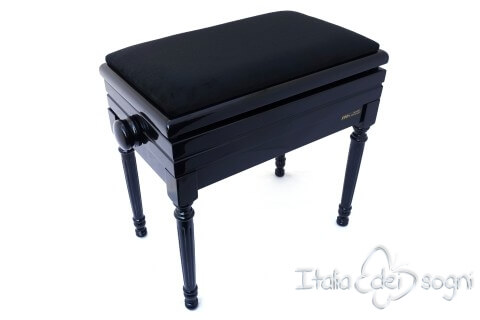 Small Bench for Piano "Carulli" - Black Velvet