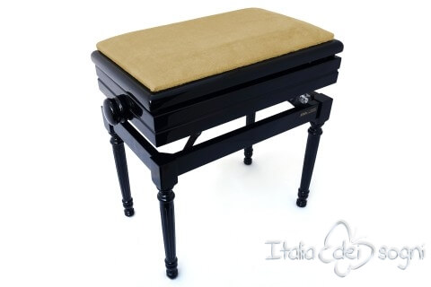 Small Bench for Piano "Carulli" - Hazelnut Velvet