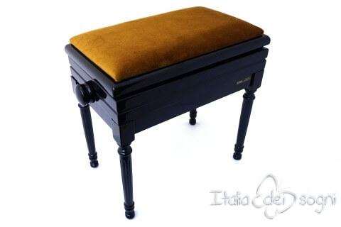 Small Bench for Piano "Carulli" - Gold Velvet