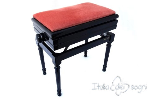 Small Bench for Piano "Carulli" - Pink Velvet