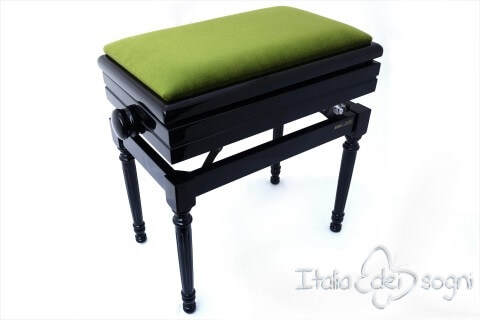 Small Bench for Piano "Carulli" - Green Velvet
