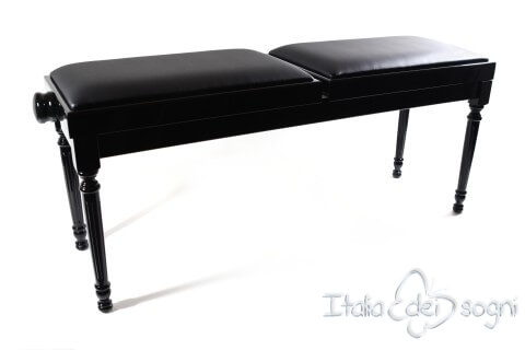 Small Bench for Piano "Pergolesi" - Real Leather Black